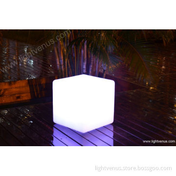 Solar remote controlled led multi color change outdoor cube stool bench